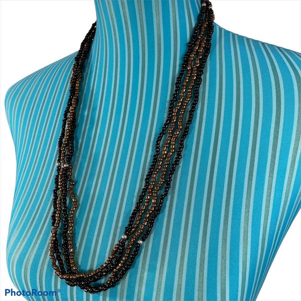 Bronze and black layered necklaces